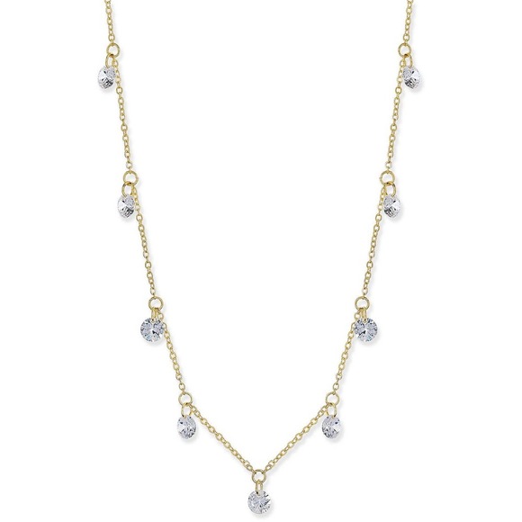 INC International Concepts Jewelry - INC International Concepts Cubic Zirconia Crystal Drop Gold Plate Necklace NEW